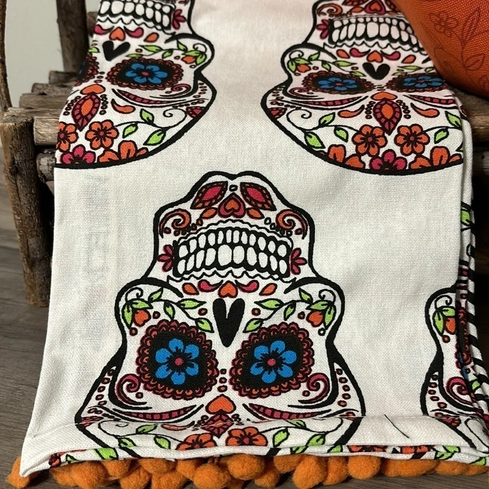 NWT! CYNTHIA ROWLEY CURIOUS SUGAR SKULL 3 PACK 100% COTTON HALLOWEEN TOWELS